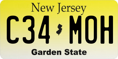 NJ license plate C34MOH