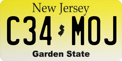 NJ license plate C34MOJ