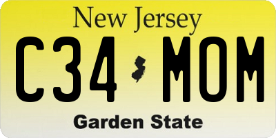 NJ license plate C34MOM