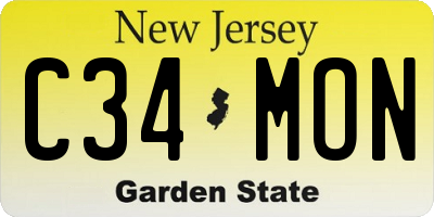 NJ license plate C34MON