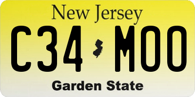 NJ license plate C34MOO