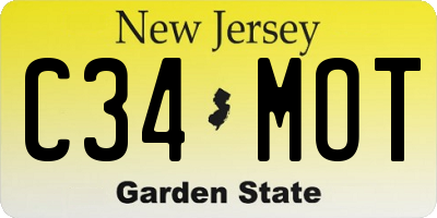 NJ license plate C34MOT