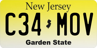 NJ license plate C34MOV