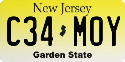 NJ license plate C34MOY