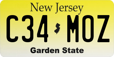 NJ license plate C34MOZ