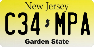 NJ license plate C34MPA