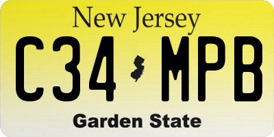 NJ license plate C34MPB