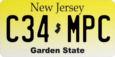 NJ license plate C34MPC