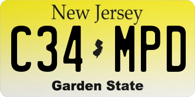 NJ license plate C34MPD
