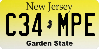NJ license plate C34MPE