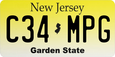 NJ license plate C34MPG