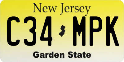 NJ license plate C34MPK