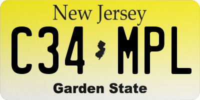 NJ license plate C34MPL