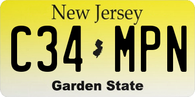 NJ license plate C34MPN