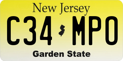 NJ license plate C34MPO