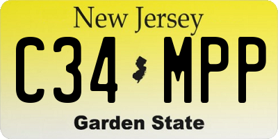 NJ license plate C34MPP