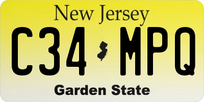 NJ license plate C34MPQ
