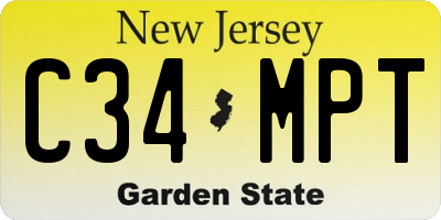 NJ license plate C34MPT