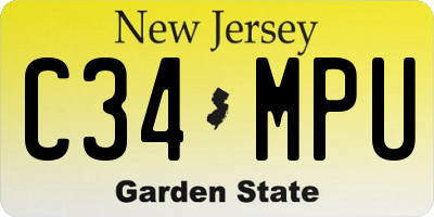 NJ license plate C34MPU