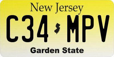 NJ license plate C34MPV