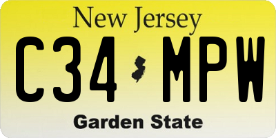 NJ license plate C34MPW
