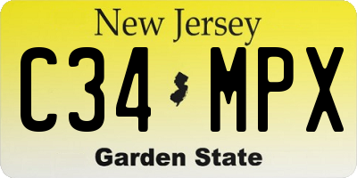 NJ license plate C34MPX