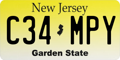 NJ license plate C34MPY