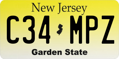 NJ license plate C34MPZ