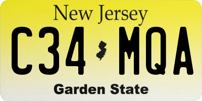 NJ license plate C34MQA