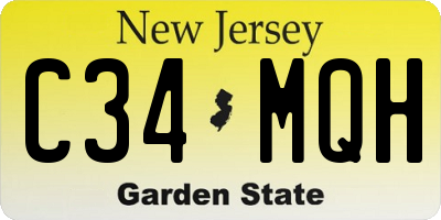 NJ license plate C34MQH
