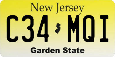 NJ license plate C34MQI