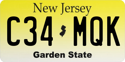 NJ license plate C34MQK
