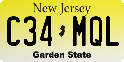 NJ license plate C34MQL