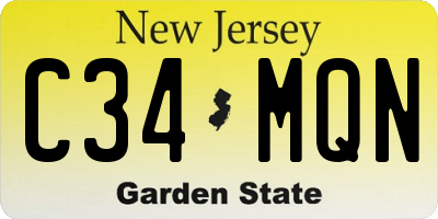 NJ license plate C34MQN