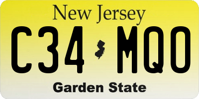 NJ license plate C34MQO