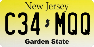 NJ license plate C34MQQ
