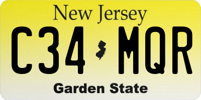 NJ license plate C34MQR