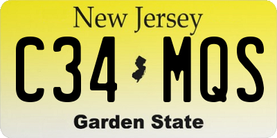 NJ license plate C34MQS