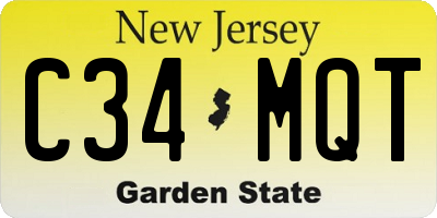 NJ license plate C34MQT
