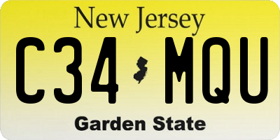 NJ license plate C34MQU