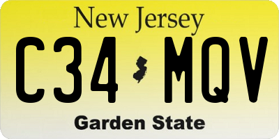 NJ license plate C34MQV