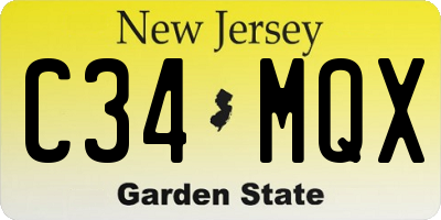 NJ license plate C34MQX