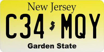 NJ license plate C34MQY