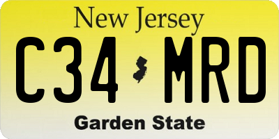 NJ license plate C34MRD