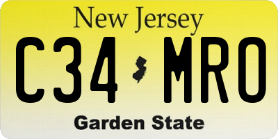 NJ license plate C34MRO
