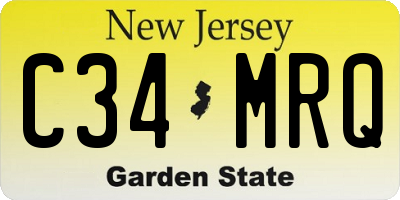 NJ license plate C34MRQ