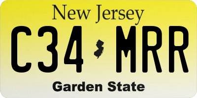 NJ license plate C34MRR