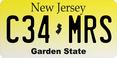 NJ license plate C34MRS