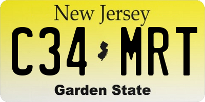 NJ license plate C34MRT
