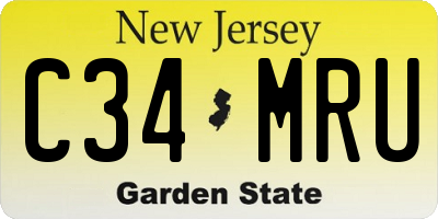 NJ license plate C34MRU